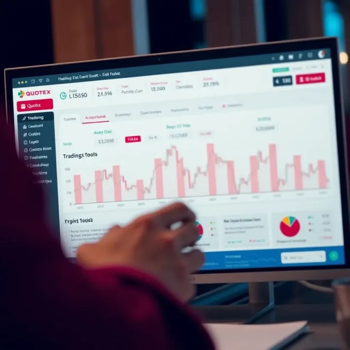 Dashboard displaying trading options and analytics tools available after successful login