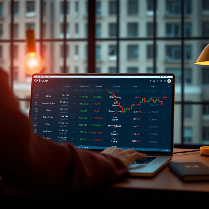 Visual representation of account types and trading instruments available for South African traders on QX Broker