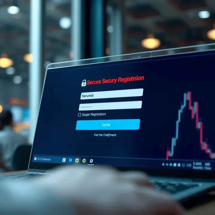 Illustration showing a secure online registration interface with verification icons