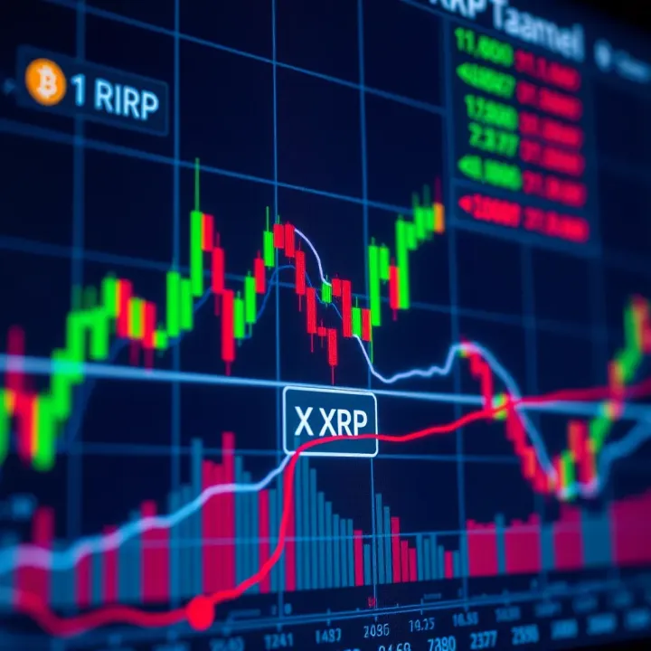 Chart showing Ripple XRP price fluctuations with key market indicators highlighted