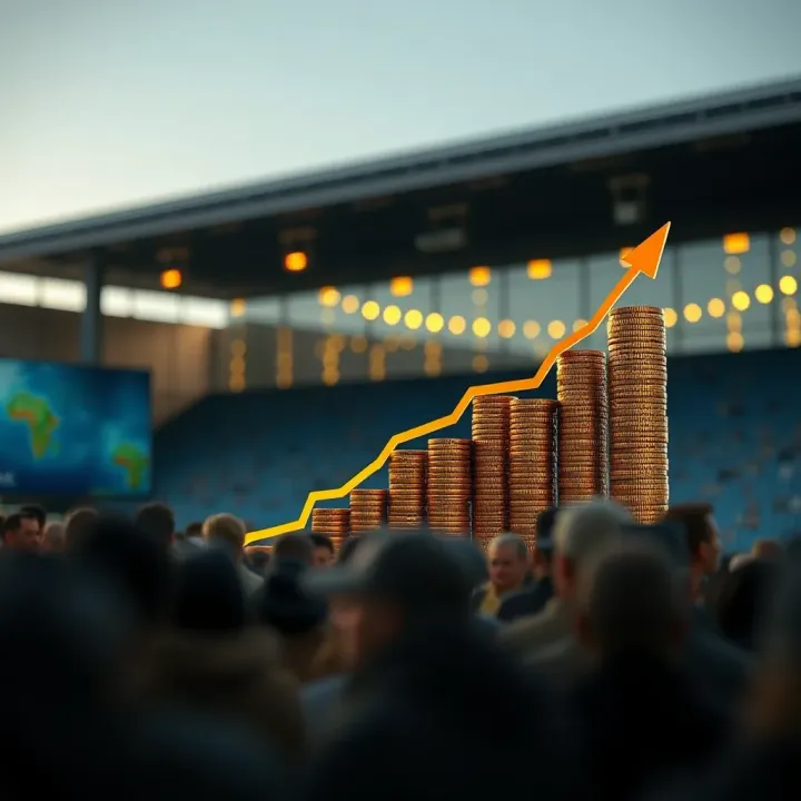 Conceptual graphic depicting financial growth through crowdfunding within South African economic context