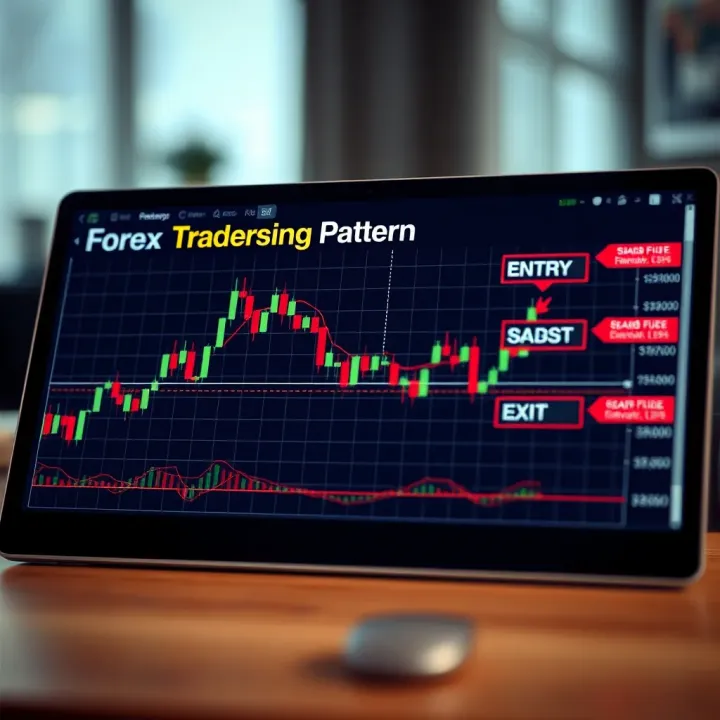 Chart showing key forex trading patterns with highlighted entry and exit points