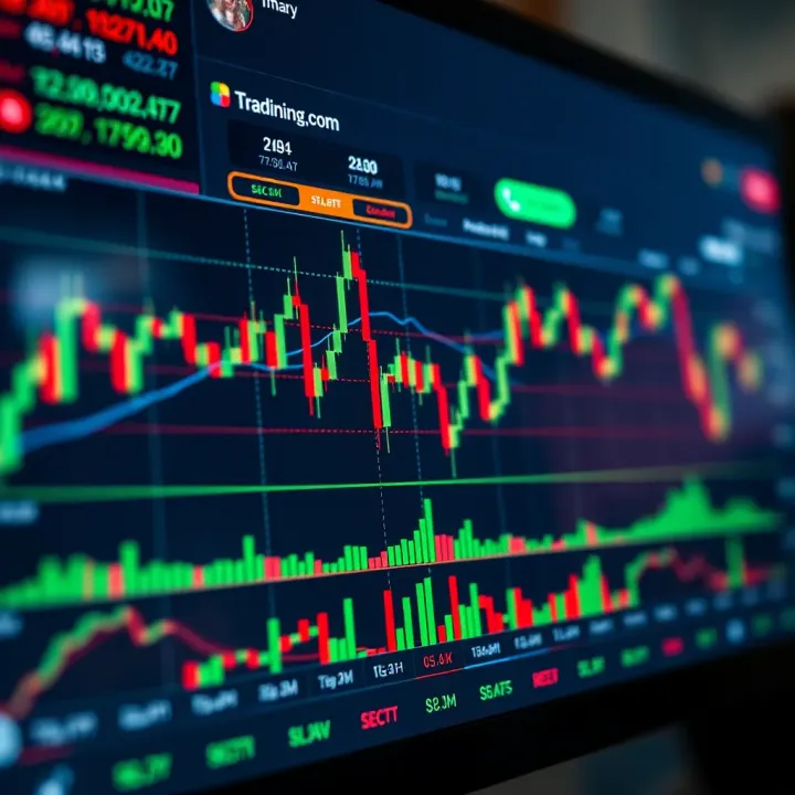 A detailed TradingView chart showing real-time candlestick patterns and technical indicators for market analysis
