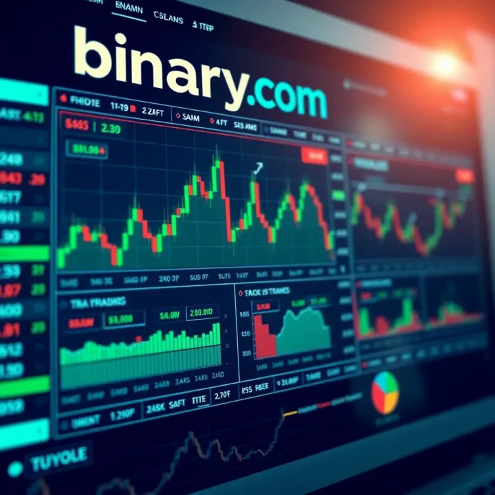 Screenshot of the Binary.com trading platform showcasing various charts and trading options