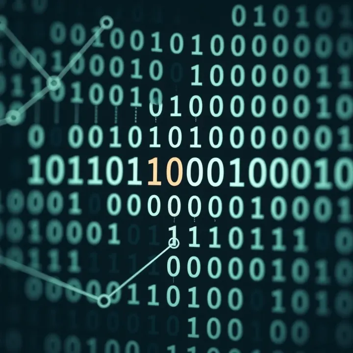 Diagram illustrating binary number system with ones and zeros interconnected