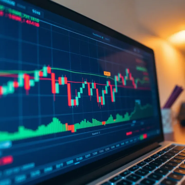 TradingView chart displaying candlestick patterns and technical indicators for binary trading analysis