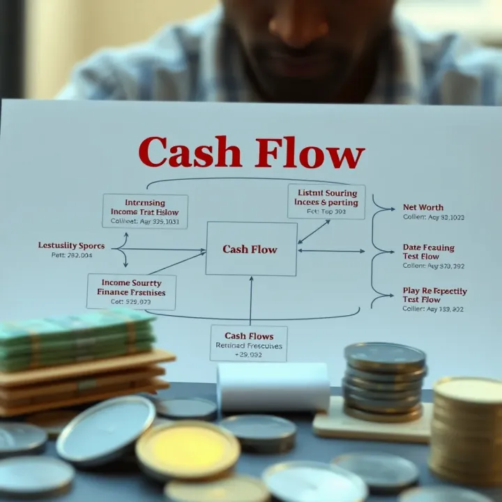 Diagram illustrating cash flow components including income sources and expenses in a community financial setting