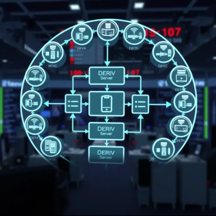 Diagram illustrating the architecture and workflow of a Deriv server within an online trading platform