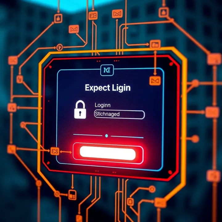 Illustration showing secure login interface with digital locks and user credentials input