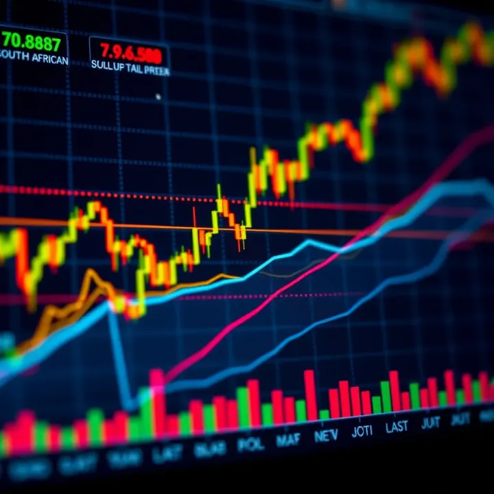 Graph illustrating Fibonacci retracement levels overlaid on South African financial market data for trading decisions