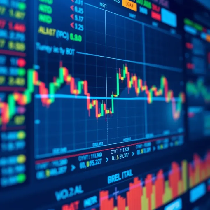 Diagram illustrating automated currency trades executed by forex trading bots in a digital market environment