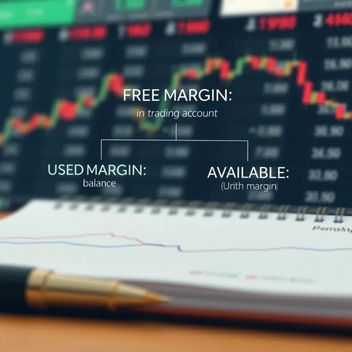 Diagram illustrating free margin in a trading account showing balance, used margin, and available margin