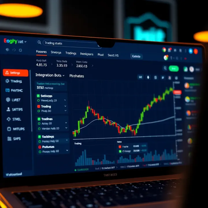 Integration Dashboard for Trading Bot and Platform Dashboard interface showing integration settings between a trading bot and a trading platform tailored for South African traders