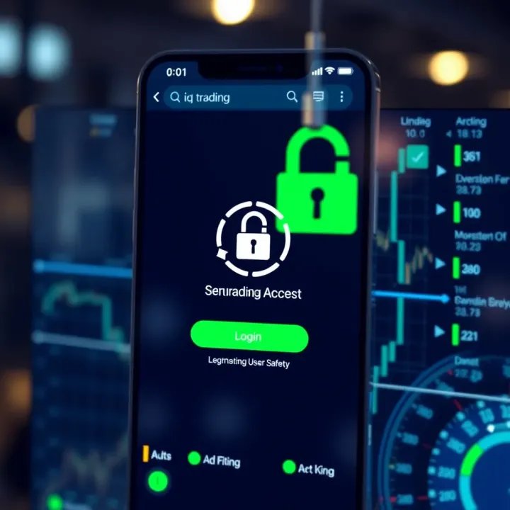 Secure login screen of the IQ trading app emphasizing account safety and user authentication
