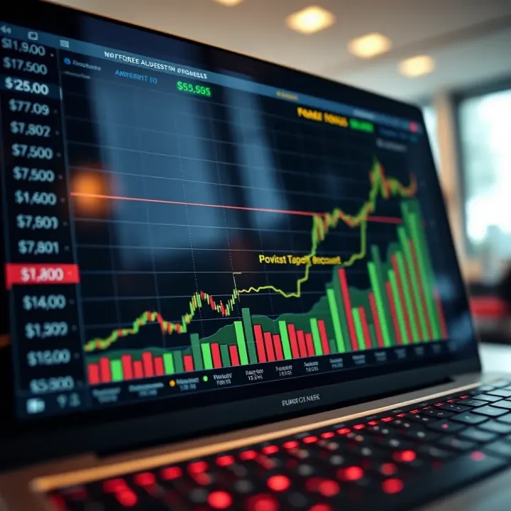 Graph showing growth in forex trading account balance with no deposit bonus