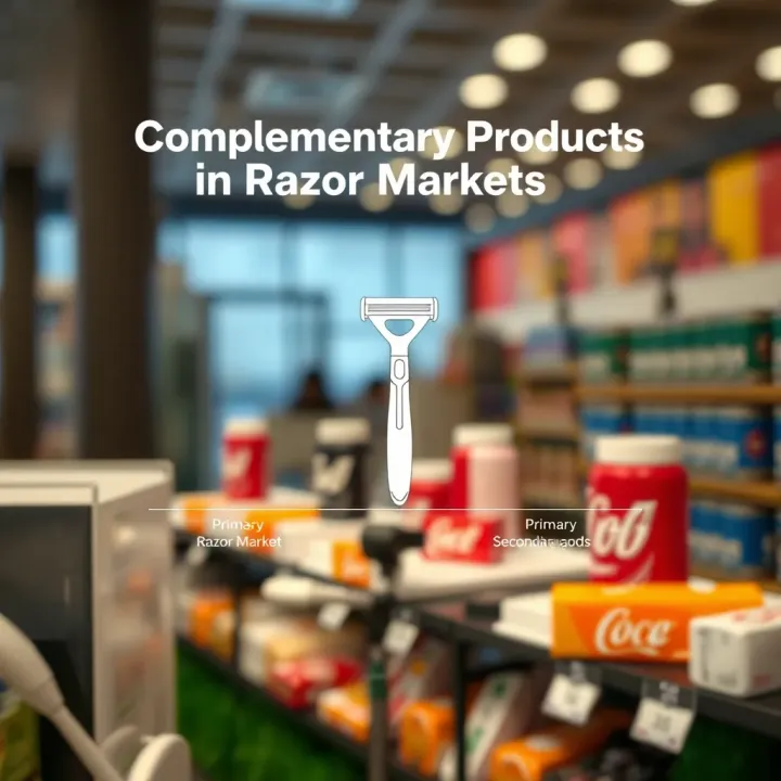 Graphical representation of complementary products in a razor market showing the relationship between primary and secondary goods