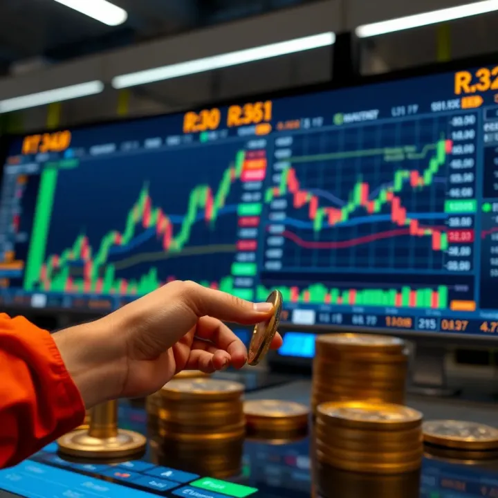 Visual representation of currency exchange and digital financial transactions on a trading platform