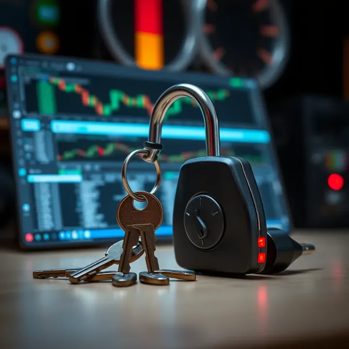 Secure management of Robotrader license keys using encryption and locks