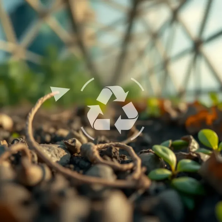 Diagram illustrating the Five Rs principles with icons representing refuse, reduce, reuse, recycle, and rot