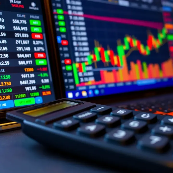 Forex trading platform showing pip calculator interface with risk management options