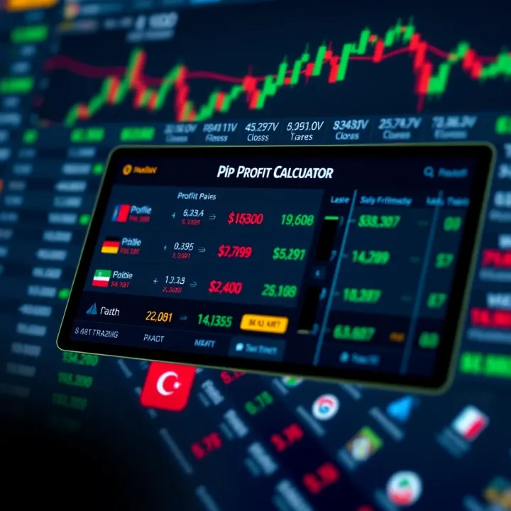 Interface of a pip profit calculator showing profit and loss estimations for currency pairs