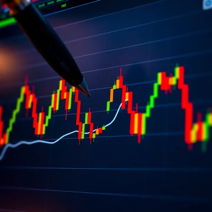 Graph displaying price fluctuations of a financial index with highlighted volatility spikes